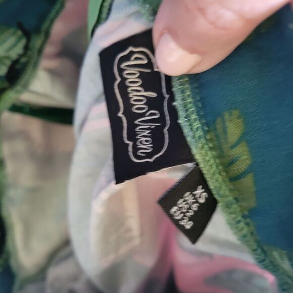 VOODOO VIXEN PINK FLAMINGO VINTAGE INSPIRED TWIRL A LINE SKIRT XS EXTRA SMALL - Picture 5 of 7